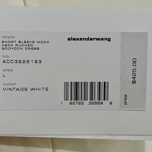 Alexander Wang Mock Neck Ruched Bodycon Dress - Vintage White NEW WITH TAGS - Picture 5 of 6